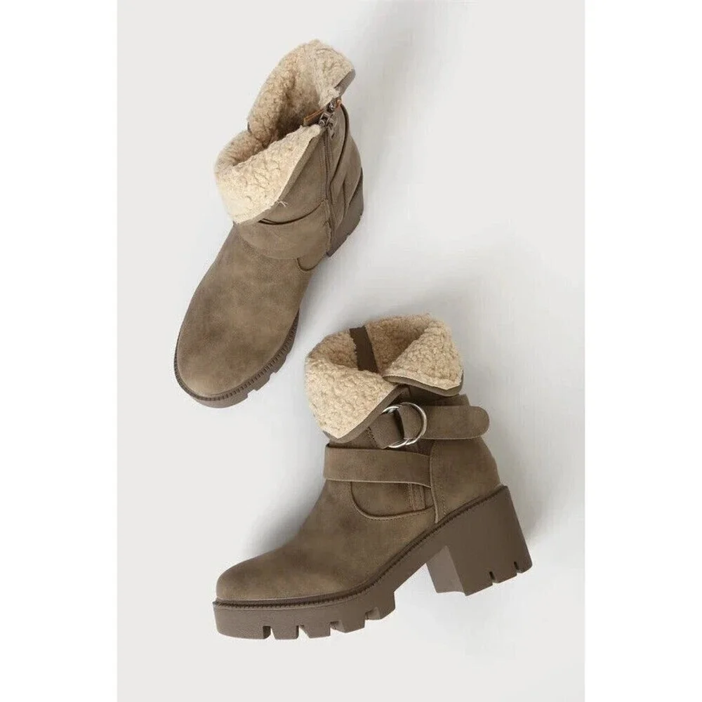 Dolce Vita Women Tan Block Heel Nola Platform‎ Boots 9